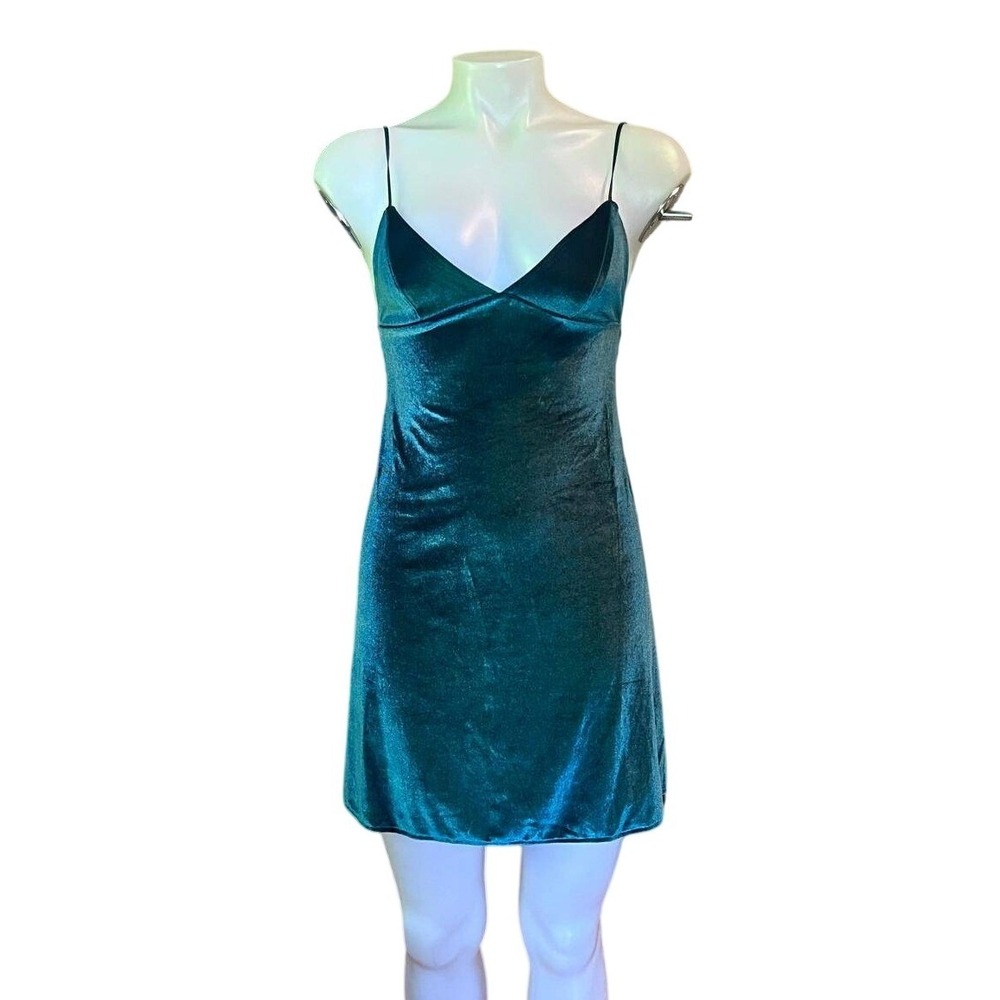 Victoria's‎ Secret Velvet Cami Slip Dress XS Green Y2K style 90s Minimalist EUC